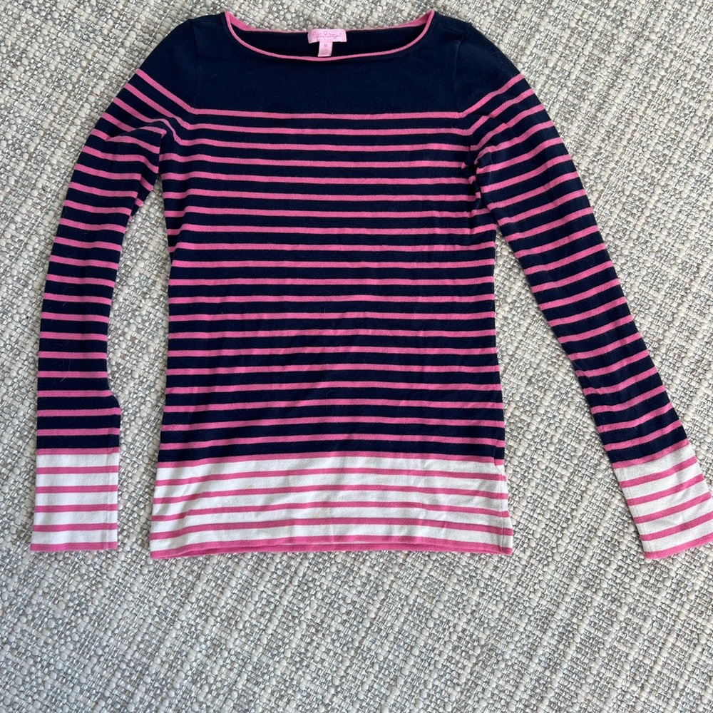 Lilly Pulitzer Navy and Pink Striped Sweater